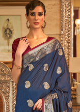 Load image into Gallery viewer, Midnight Blue Zari Woven Tussar Silk Saree