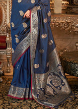 Load image into Gallery viewer, Midnight Blue Zari Woven Tussar Silk Saree