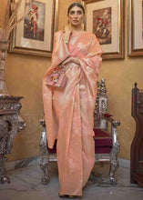 Load image into Gallery viewer, Coral Pink Woven Banarasi Silk Saree with Sequins work