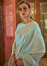 Load image into Gallery viewer, Arctic Blue Woven Banarasi Silk Saree with Sequins work