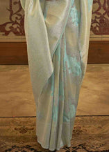 Load image into Gallery viewer, Arctic Blue Woven Banarasi Silk Saree with Sequins work