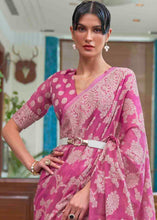 Load image into Gallery viewer, Magenta Pink Chikankari Weaving Silk Saree