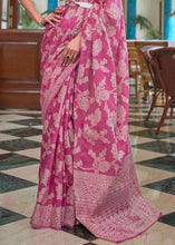Load image into Gallery viewer, Magenta Pink Chikankari Weaving Silk Saree