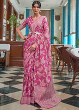 Load image into Gallery viewer, Magenta Pink Chikankari Weaving Silk Saree