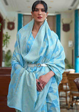 Load image into Gallery viewer, Olympic Blue Chikankari Weaving Silk Saree