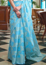 Load image into Gallery viewer, Olympic Blue Chikankari Weaving Silk Saree