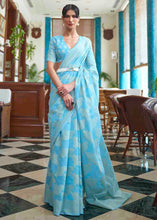 Load image into Gallery viewer, Olympic Blue Chikankari Weaving Silk Saree