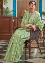 Load image into Gallery viewer, Pastel Green Chikankari Weaving Silk Saree