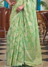 Load image into Gallery viewer, Pastel Green Chikankari Weaving Silk Saree