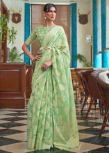 Load image into Gallery viewer, Pastel Green Chikankari Weaving Silk Saree