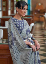 Load image into Gallery viewer, Wedgewood Blue Chikankari Weaving Silk Saree