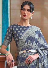 Load image into Gallery viewer, Wedgewood Blue Chikankari Weaving Silk Saree