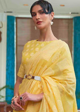 Load image into Gallery viewer, Butter Yellow Chikankari Weaving Silk Saree