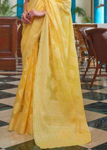Load image into Gallery viewer, Butter Yellow Chikankari Weaving Silk Saree
