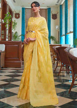 Load image into Gallery viewer, Butter Yellow Chikankari Weaving Silk Saree