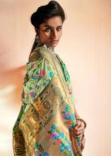 Load image into Gallery viewer, Mint Green Woven Banarasi Paithani Silk Saree