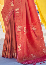 Laden Sie das Bild in den Galerie-Viewer, Salamander Orange Soft Silk Woven Kanjivaram Saree : Special Edition