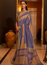 Load image into Gallery viewer, Blue &amp; Brown Designer Silk Saree