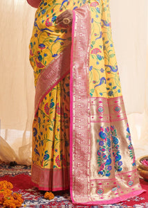 Corn Yellow Woven Paithani Silk Saree