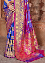 Carica l&#39;immagine nel visualizzatore Galleria,Royal Blue Zari Woven Soft Silk Saree with overall Butti work