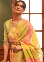 Load image into Gallery viewer, Green Multicolour Woven Organza Silk Saree