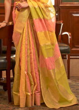 Load image into Gallery viewer, Green Multicolour Woven Organza Silk Saree