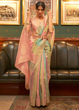 Load image into Gallery viewer, Pink Multicolour Woven Organza Silk Saree