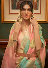 Load image into Gallery viewer, Pink Multicolour Woven Organza Silk Saree