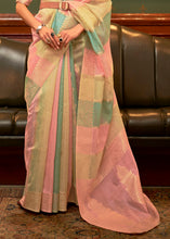 Load image into Gallery viewer, Pink Multicolour Woven Organza Silk Saree