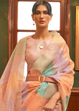 Load image into Gallery viewer, Orange Multicolour Woven Organza Silk Saree