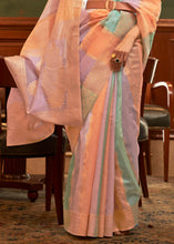 Load image into Gallery viewer, Orange Multicolour Woven Organza Silk Saree
