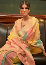 Load image into Gallery viewer, Yellow &amp; Pink Woven Organza Silk Saree