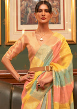 Load image into Gallery viewer, Yellow &amp; Pink Woven Organza Silk Saree
