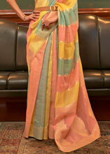 Load image into Gallery viewer, Yellow &amp; Pink Woven Organza Silk Saree
