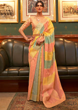 Load image into Gallery viewer, Yellow &amp; Pink Woven Organza Silk Saree