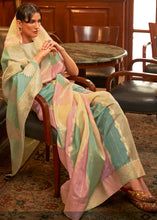 Load image into Gallery viewer, Green &amp; Pink  Woven Organza Silk Saree