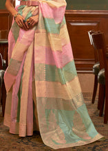Load image into Gallery viewer, Green &amp; Pink  Woven Organza Silk Saree