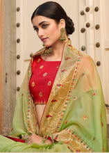 Load image into Gallery viewer, Pastel Green Organza Saree with Hand work Embroidery