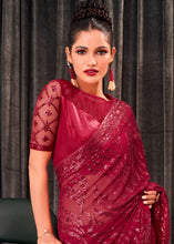 Load image into Gallery viewer, Ruby Pink Embroidered Sequins Designer Georgette Saree
