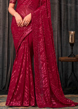 Load image into Gallery viewer, Ruby Pink Embroidered Sequins Designer Georgette Saree