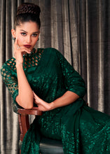 Load image into Gallery viewer, Sacramento Green Embroidered Sequins Designer Georgette Saree