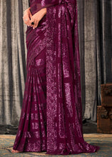Load image into Gallery viewer, Byzantine Purple Embroidered Sequins Designer Georgette Saree