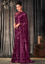 Load image into Gallery viewer, Byzantine Purple Embroidered Sequins Designer Georgette Saree