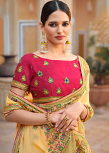 Load image into Gallery viewer, Blonde Yellow Chiffon Saree with Hand work Embroidery