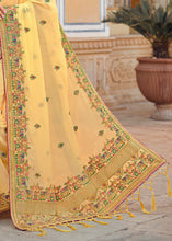 Load image into Gallery viewer, Blonde Yellow Chiffon Saree with Hand work Embroidery