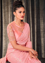 Load image into Gallery viewer, Baby Pink Embroidered Sequins Designer Georgette Saree