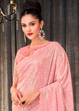 Load image into Gallery viewer, Baby Pink Embroidered Sequins Designer Georgette Saree