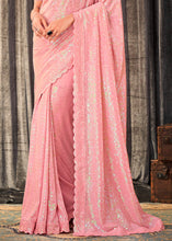 Load image into Gallery viewer, Baby Pink Embroidered Sequins Designer Georgette Saree