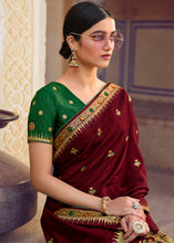 Load image into Gallery viewer, Mahogany Red Silk Saree with Hand work Embroidery
