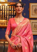 Load image into Gallery viewer, Brink Pink Designer Satin Silk Saree